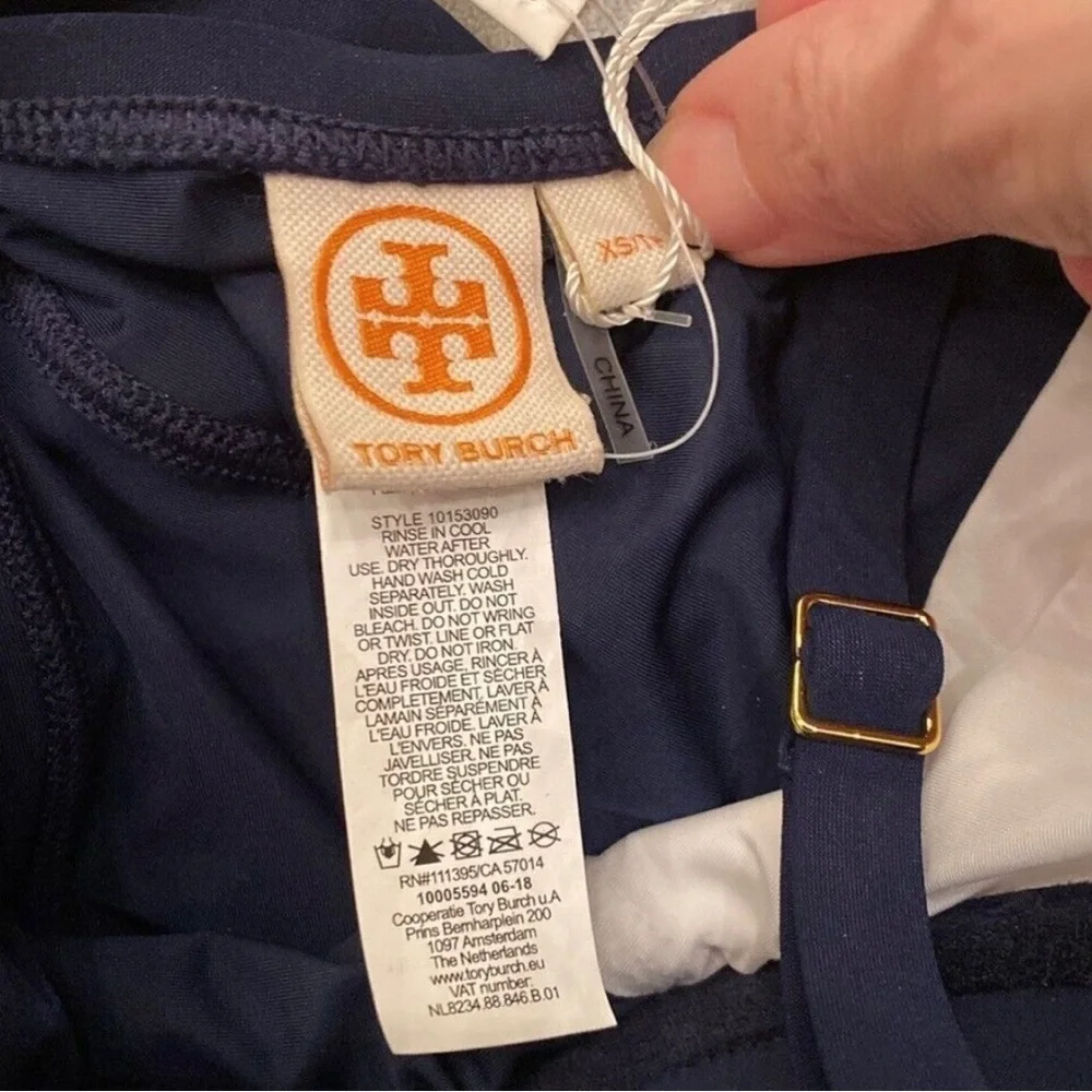 NWT Tory Burch Navy and White One Piece Bathing Suit